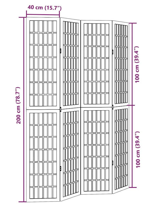 vidaXL Dekorativer Raumteiler Hölzernes mit 4 Paneelen 140x200cm