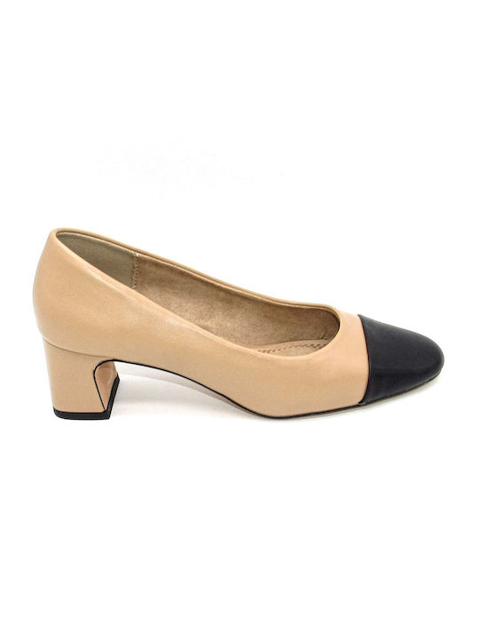 Corina Synthetic Leather Beige Medium Heels