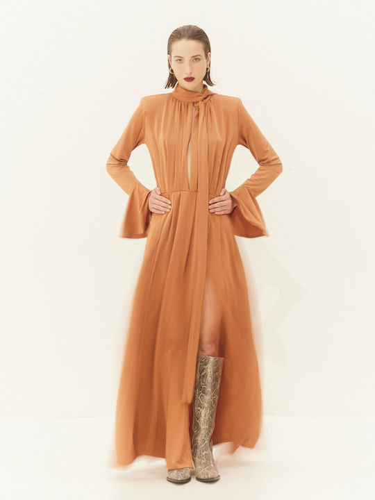 Hemithea Maxi Shirt Dress Dress with Slit Coffee