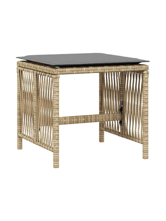 Băncuțe De Grădină Cub Pentru Exterior Rattan Cu Pernă Bej 4 Buc 41x41x36cm