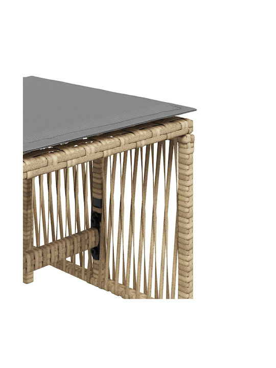 Băncuțe De Grădină Cub Pentru Exterior Rattan Cu Pernă Bej 4 Buc 41x41x36cm