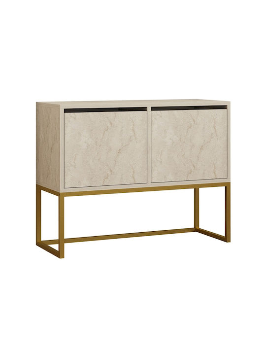 Zermat Wooden Console Table Beige Travertine - Gold L90xW34xH70cm