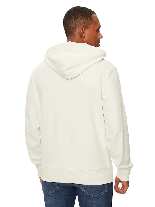 Calvin Klein Badge Sweatshirt with Hood Cream