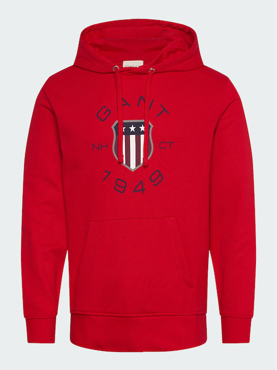 Gant Herren Sweatshirt mit Kapuze und Taschen Red