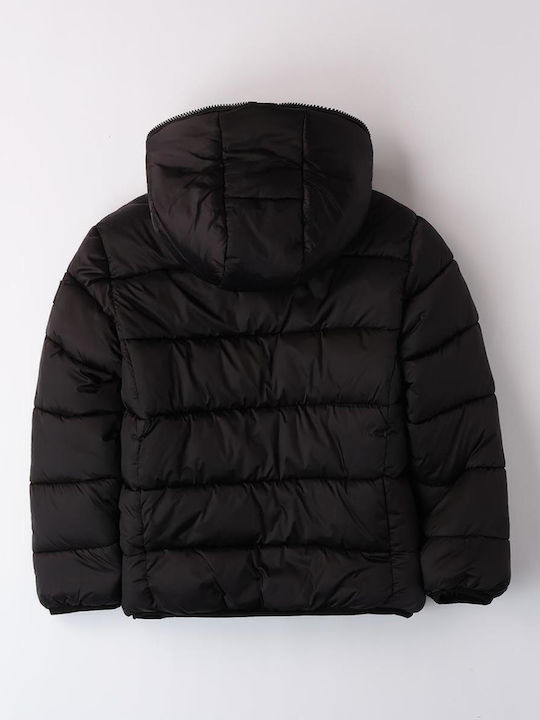 Kids' Quilted Jacket with Hood Black