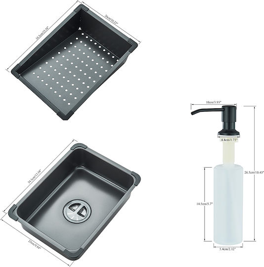 Drop-In Sink Inox with Faucet W60xD45cm Black