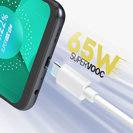 Original Oppo Supervooc 65W Weiß 1m USB zu USB-C Kabel