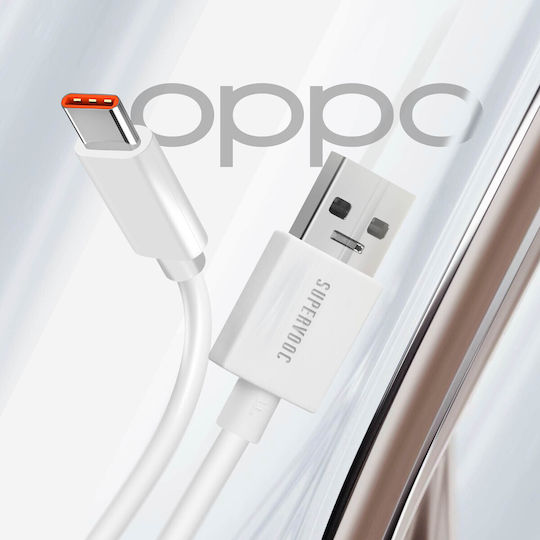 Original Oppo Supervooc 65W Weiß 1m USB zu USB-C Kabel