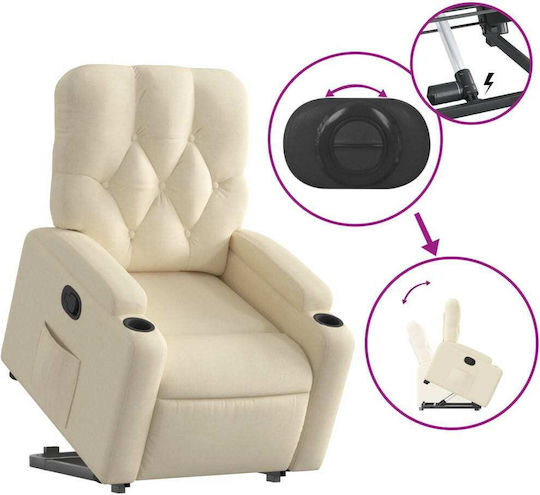 Relax Armchair with Footstool Cream 74x86.5x93.5cm