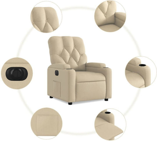 Relax Armchair with Footstool Cream 74x86.5x93.5cm