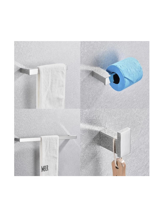 Set Accesorii Baie Metalic Argintiu 4buc