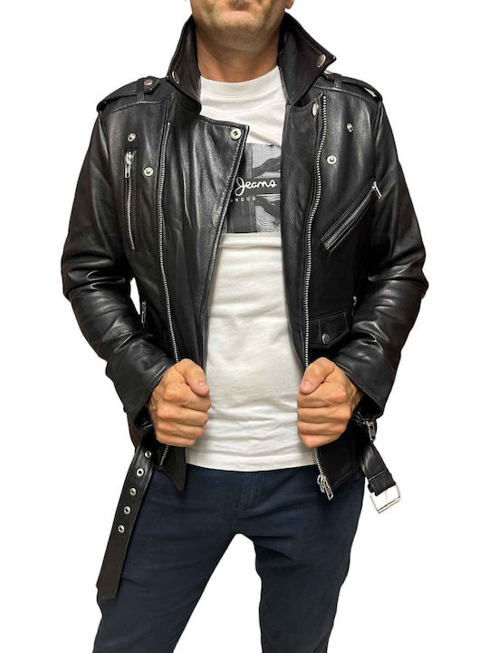 Δερμάτινο Μπουφάν Biker Μαύρο