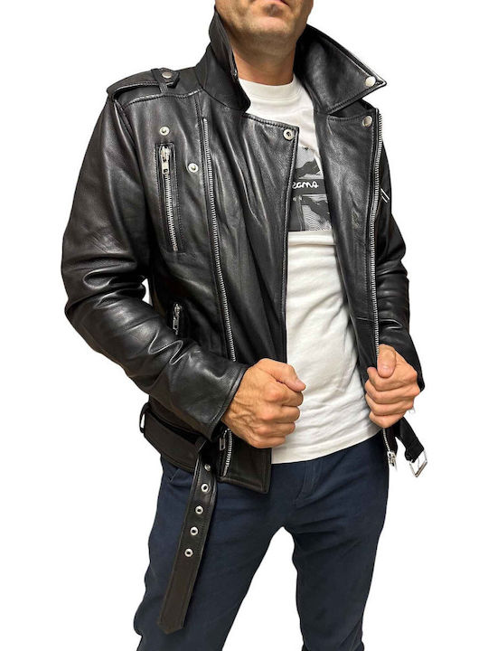Δερμάτινο Μπουφάν Biker Μαύρο