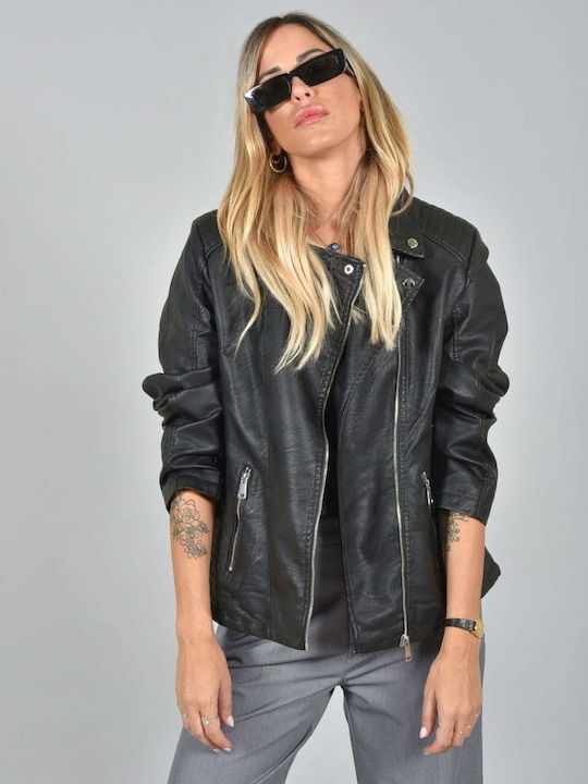 Belle Femme Γυναικείο Biker Jacket Μαύρο