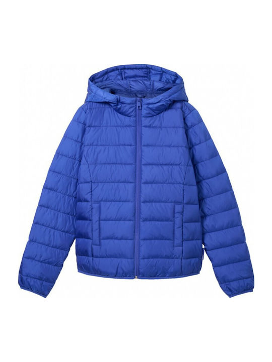 Women's Long Puffer Jacket for Winter with Hood Blue