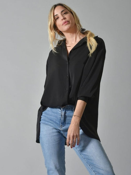 Belle Femme Women's Long Sleeve Shirt Black