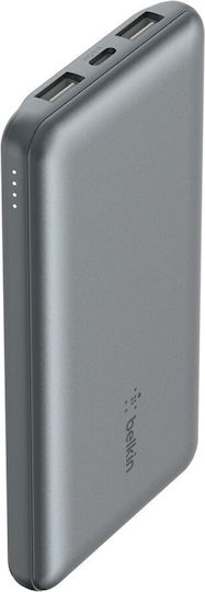 Belkin BoostCharge Power Bank 10000mAh 15W με 2 Θύρες USB-A και Θύρα USB-C Γκρι