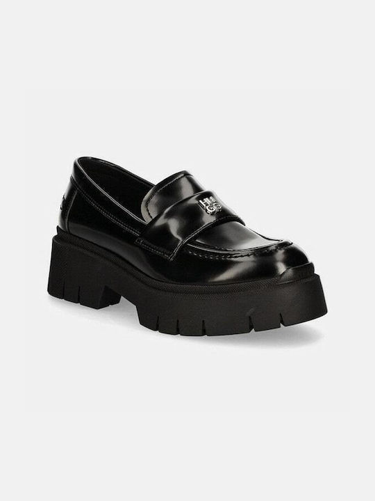 Hugo Leather Women's Loafers in Black Color