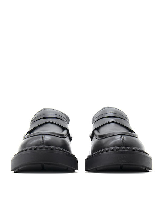 Combo A Δερμάτινα Γυναικεία Loafers σε Μαύρο Χρώμα