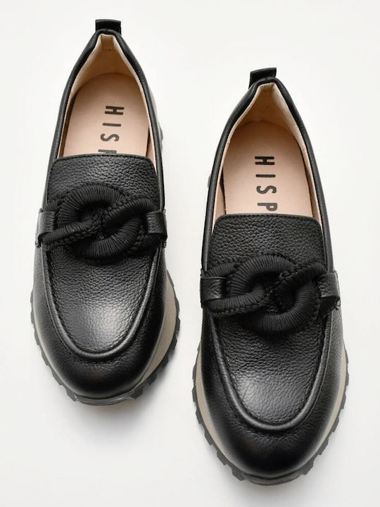 Leather Women's Loafers in Black Color