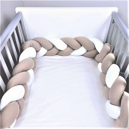 Baby Star Crib Bumpers Braided Inside Mocha-white 19x200cm