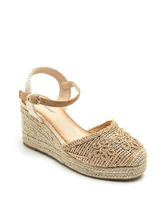 Keep Fred Women's Synthetic Leather Platform Espadrilles Brown