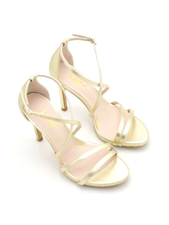 Lodi Leder Damen Sandalen in Gold Farbe