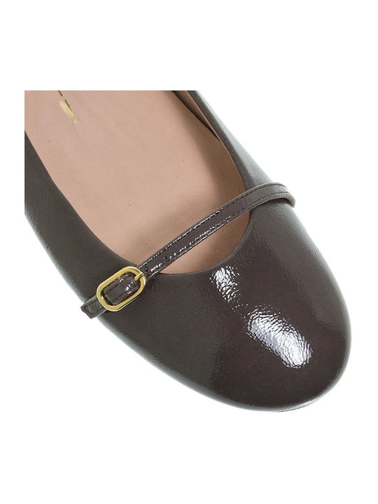 Mourtzi Patent Leather Ballerinas Brown