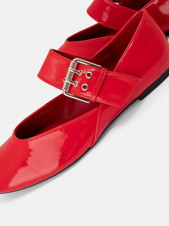 Damen Ballerinas aus Lackleder in Rot Farbe