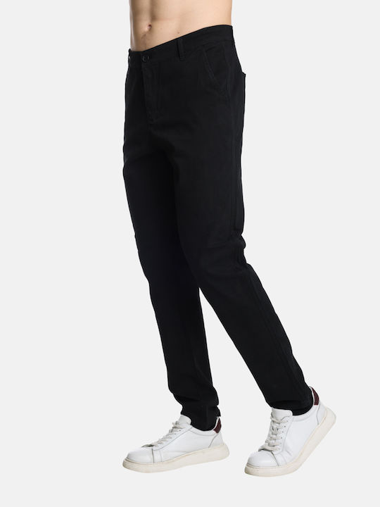 Paco & Co Pantaloni pentru bărbați Chino Elastice cu Croială Normală Black