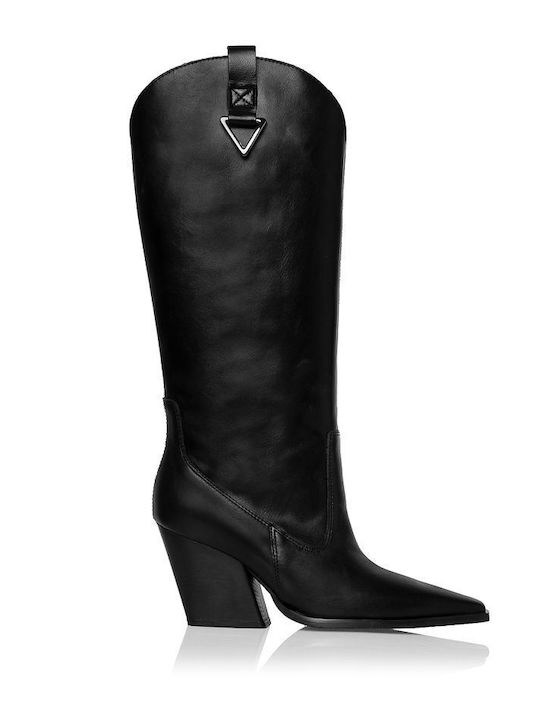 Sante Leder Damenstiefel mit hohem Absatz Schwarz