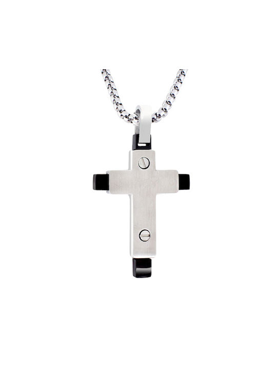 Men's Cross from Steel with Chain