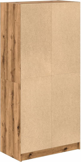 Floor-Standing Living Room Display Cabinet Made of Brown Particle Board 68x37x142 cm