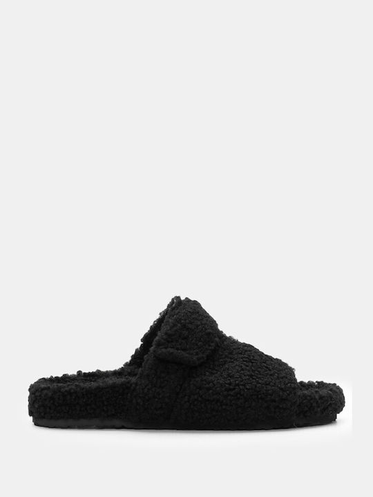 Luigi Winter Women's Slippers with fur in Black color