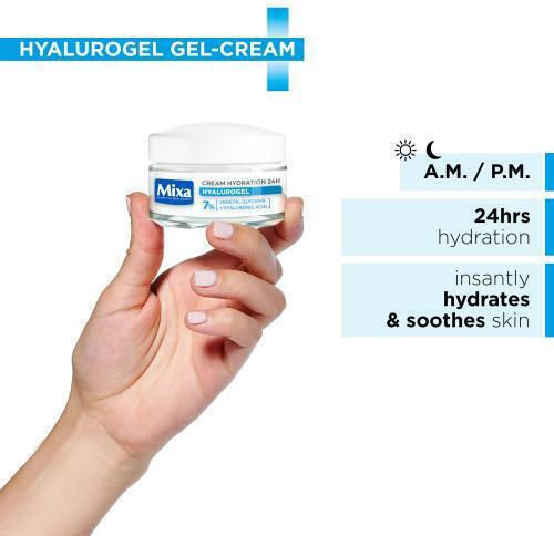 Mixa Hyalurogel Ενυδατική Κρέμα Προσώπου Νυκτός με Υαλουρονικό Οξύ 2x50ml