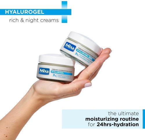 Mixa Hyalurogel Ενυδατική Κρέμα Προσώπου Νυκτός με Υαλουρονικό Οξύ 2x50ml