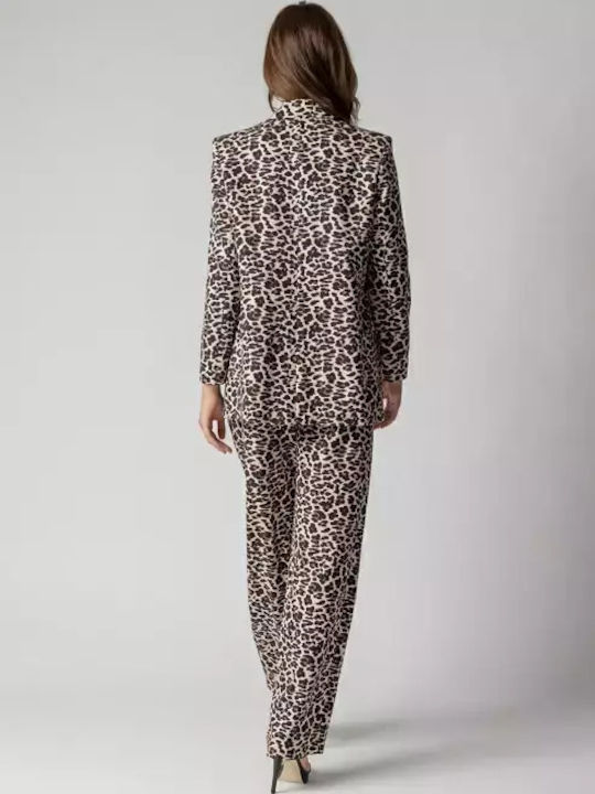 Desiree Lung Blazer pentru femei Sacou Leopard