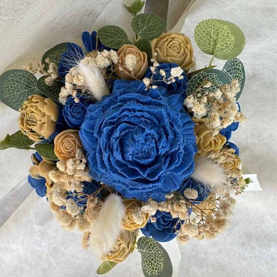 Buchet Din Flori Și Plante Artificiale Decorative Albastre În Cutie Themagio