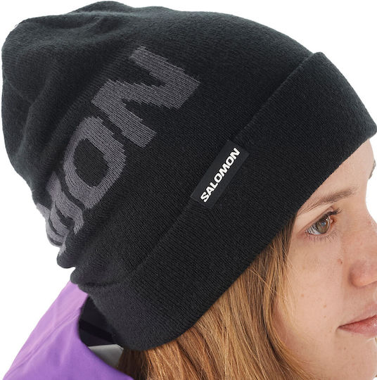 Beanie Unisex Σκούφος Πλεκτός σε Μαύρο χρώμα