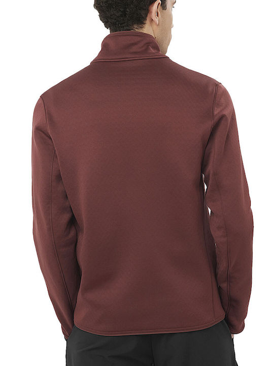 Salomon Jachetă Fleece pentru Bărbați cu Fermoar Burgundy