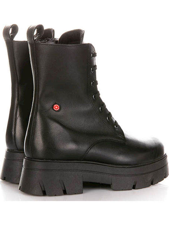Leder Stiefeletten Damen Schwarz