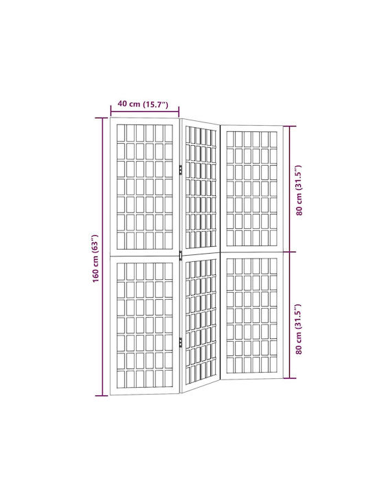 vidaXL Decorative Room Divider Wooden with 3 Panels 105x160cm