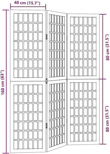 vidaXL Decorativ Paravan Lemn cu 3 Panouri 105x160cm