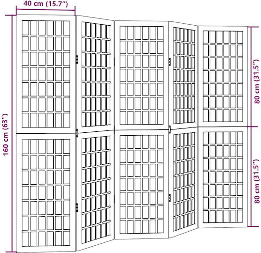 vidaXL Dekorativer Raumteiler Hölzernes mit 5 Paneelen 175x160cm