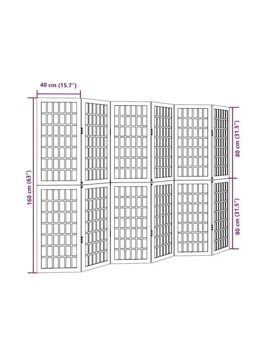 vidaXL Decorative Room Divider Wooden with 6 Panels 210x160cm