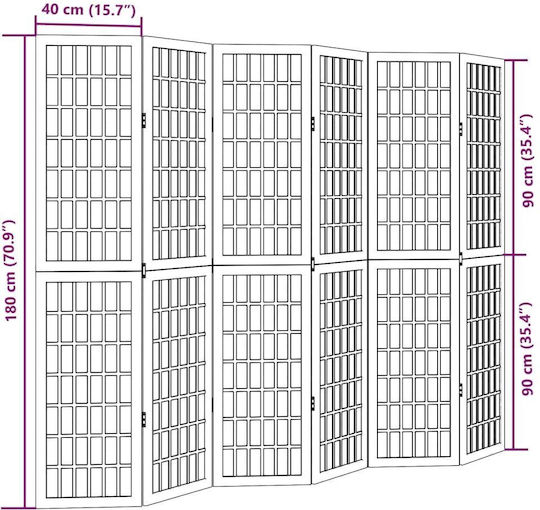 vidaXL Dekorativer Raumteiler Hölzernes mit 6 Paneelen 210x180cm