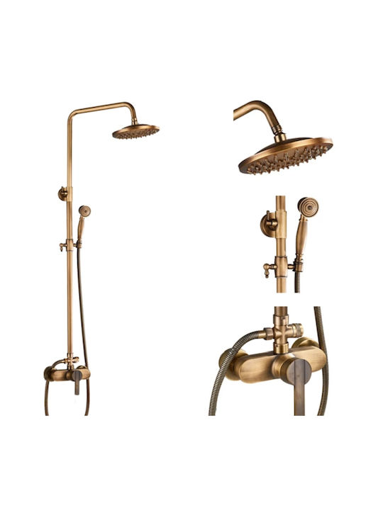 Coloană de duș cu Baterie Bronz