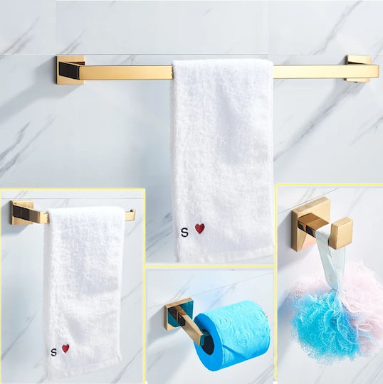 Badezimmer-Accessoire-Set Metall Gold 4Stück Badezimmer-Accessoire-Set Metall Gold 4Stück