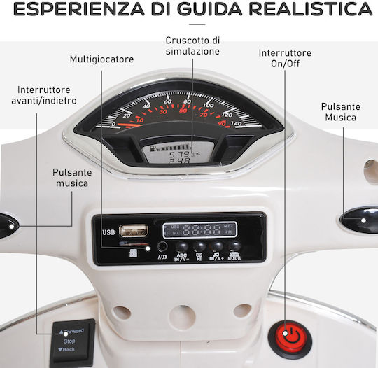 Παιδική Vespa Ηλεκτροκίνητη 6 Volt Λευκή για 3+ ετών