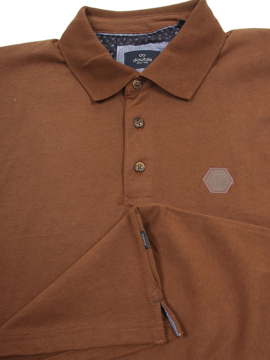 Double Men's Long Sleeve Blouse Brown